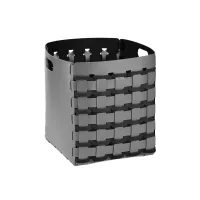Picture Gray basket Geometry Quadrata 35x35xH40 cm made of natural braided leather