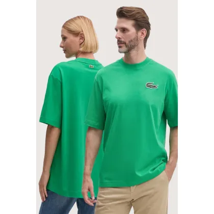 Zdjęcie Lacoste t-shirt bawełniany kolor zielony z aplikacją