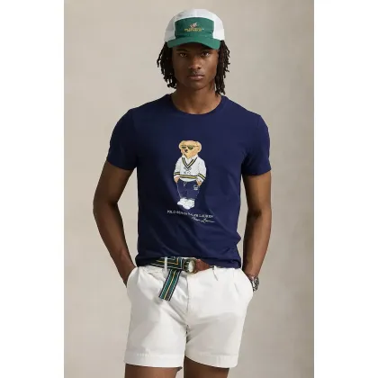 Zdjęcie Polo Ralph Lauren t-shirt bawełniany męski kolor granatowy z nadrukiem 710973137