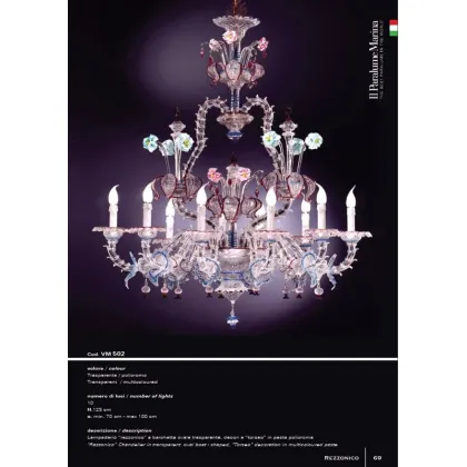 Zdjęcie Przezroczysty owalny żyrandol w stylu Rezzonico z dekoracjami „torseo” - Il Paralume Marina