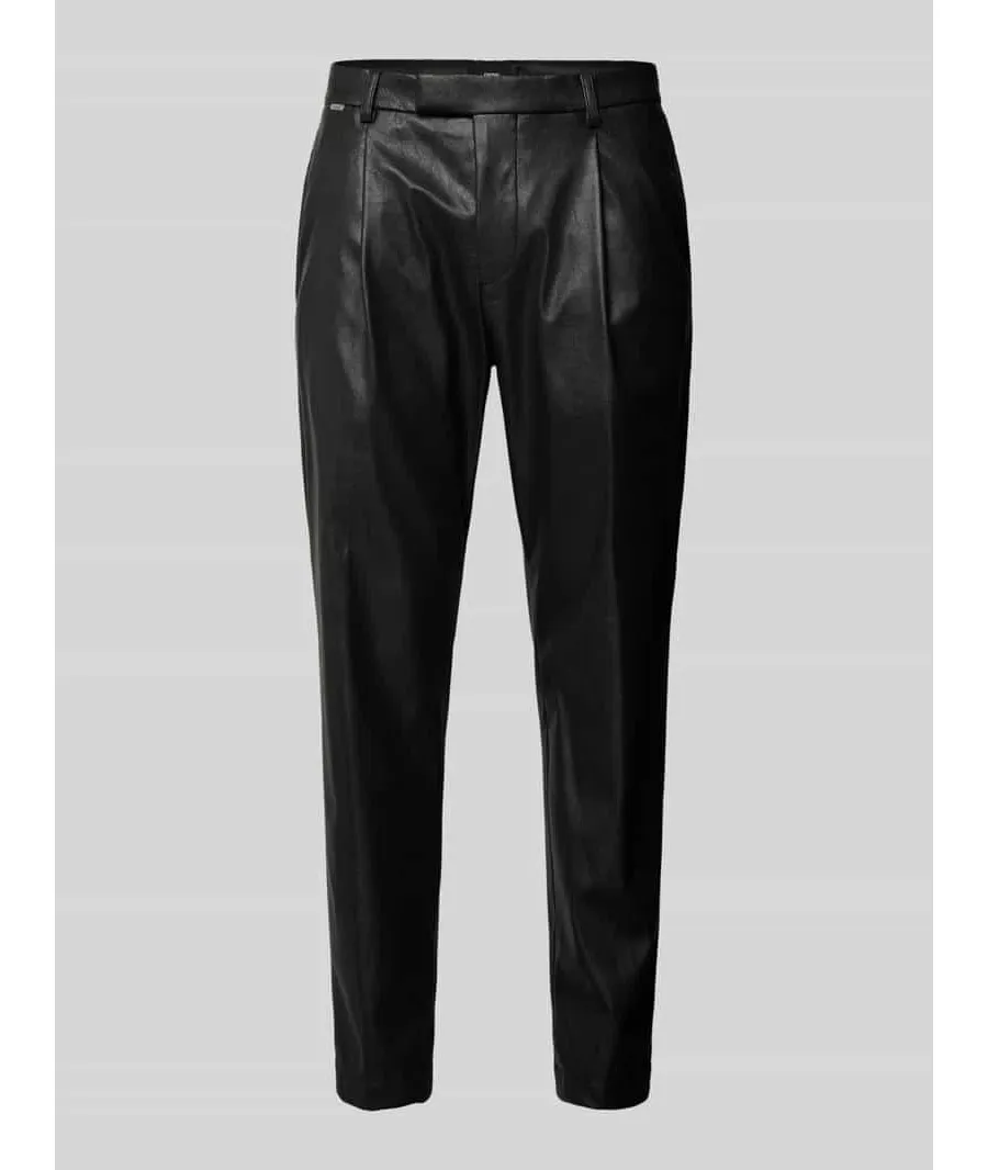 obrazek 1 Spodnie do garnituru o kroju slim fit z imitacji skóry model ‘SALTO’