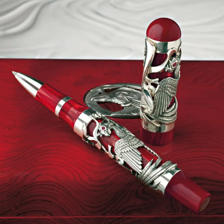 picture 2 Prestigious Rollerball Pen - Eternal Bird silver / celluloid