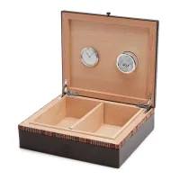 Picture WM Brown humidor with humidifier and hygrometer for storing cigars