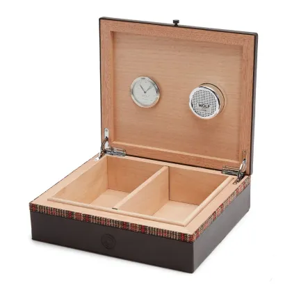 Picture WM Brown humidor with humidifier and hygrometer for storing cigars