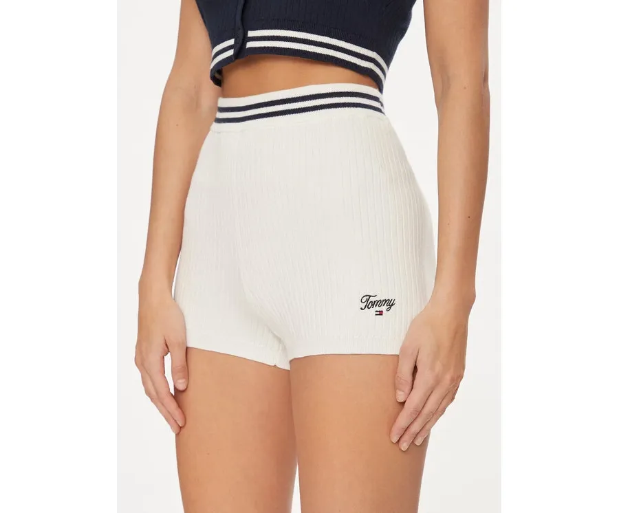 obrazek 1 Tommy Jeans Szorty materiałowe Script DW0DW17781 Biały Slim Fit