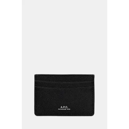 Zdjęcie A.P.C. etui na kartę skórzane Porte-Cartes Andre kolor czarny PXBJQ.H63028