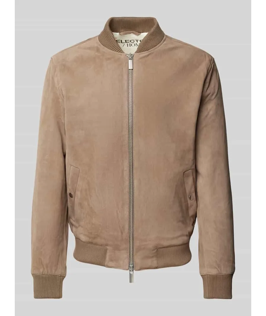 obrazek 1 Bomberka o kroju regular fit z naturalnej skóry koziej model ‘ARCHIVE’