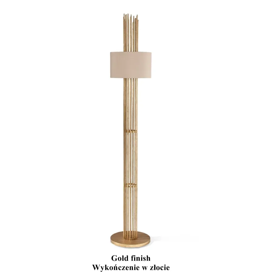 obrazek 3 Awangardowa wysoka lampa ze stali z abażurem - Luxury Products