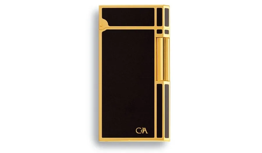 picture 1 CHINESE LACQUER, BLACK Gold-plated lighter