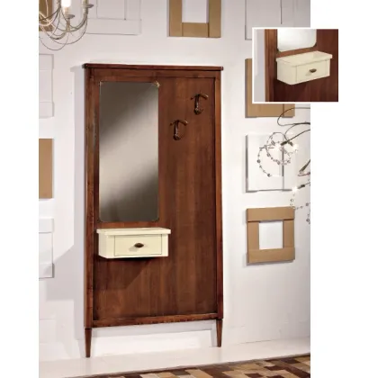 Picture Entrance element - panel with mirror, drawer and 2 clothes hangers - Fratelli Mirandola
