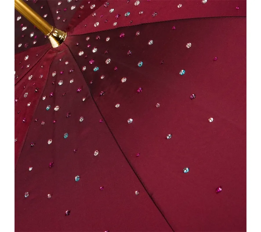 obrazek 6 Piękny parasol damski w kolorze burgundowym zdobiony kryształkami Swarovskiego – Pasotti