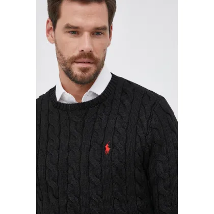 Zdjęcie Polo Ralph Lauren Sweter bawełniany 710775885012 męski kolor czarny ciepły