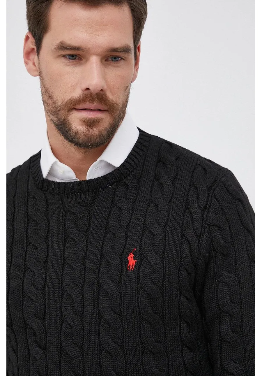 obrazek 1 Polo Ralph Lauren Sweter bawełniany 710775885012 męski kolor czarny ciepły