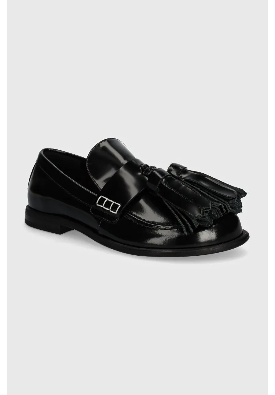 obrazek 1 JW Anderson mokasyny skórzane Tassel damskie kolor czarny na płaskim obcasie ANW43002A