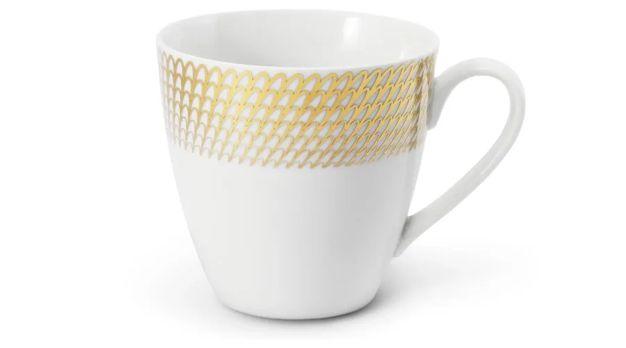 obrazek 1 Nowoczesny porcelanowy kubek ze złotym zdobieniem z kolekcji Angel wings – wariant 2 - Leander