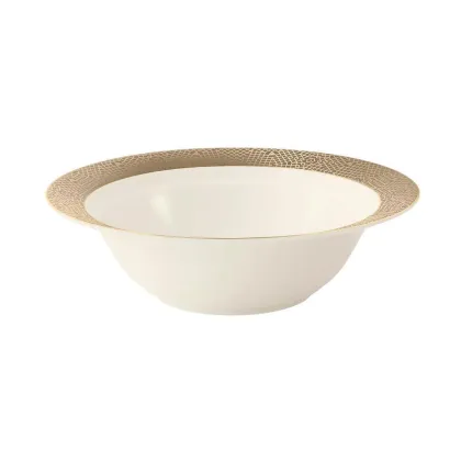 Zdjęcie Stylowa okrągła średnia miska z porcelany zdobiona złotym wzorem w stylu klasycznym – Tettau