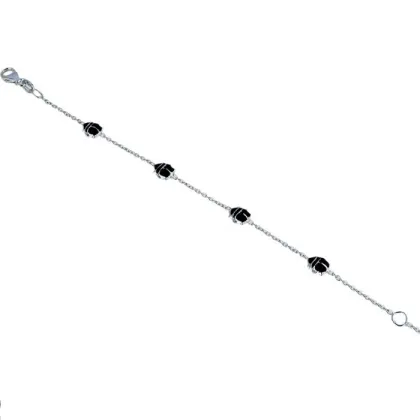 Zdjęcie Włoska dziecięca emaliowana bransoletka biedronki z łańcuszkiem rolo