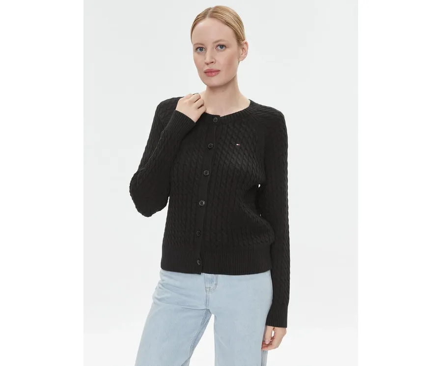 obrazek 1 Tommy Hilfiger Kardigan Co Mini WW0WW40265 Czarny Regular Fit