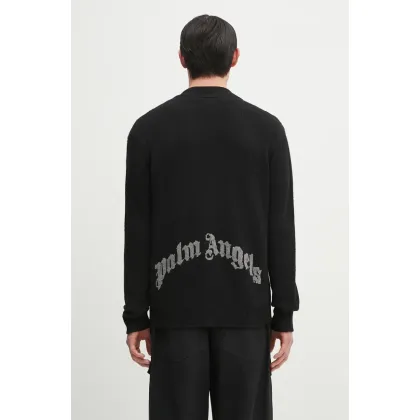 Zdjęcie Palm Angels kardigan Curved Logo męski kolor czarny PMHB035S25KNI0011008