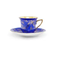 Zdjęcie Luksusowa filiżanka do kawy Windsor ze spodkiem z porcelany w kolorze kobaltowym – Leander