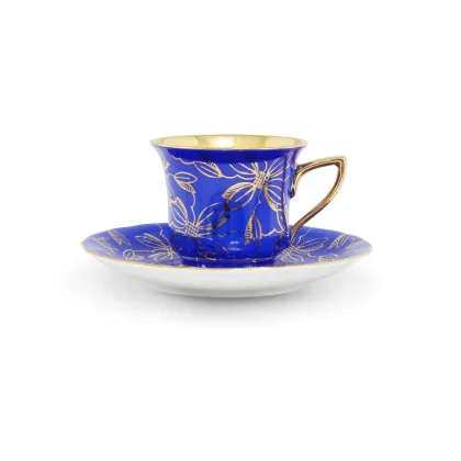 Zdjęcie Luksusowa filiżanka do kawy Windsor ze spodkiem z porcelany w kolorze kobaltowym – Leander