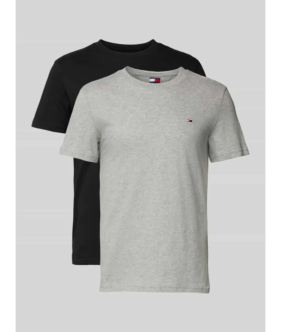 obrazek 1 T-shirt o kroju slim fit z wyhaftowanym logo w zestawie 2 szt.