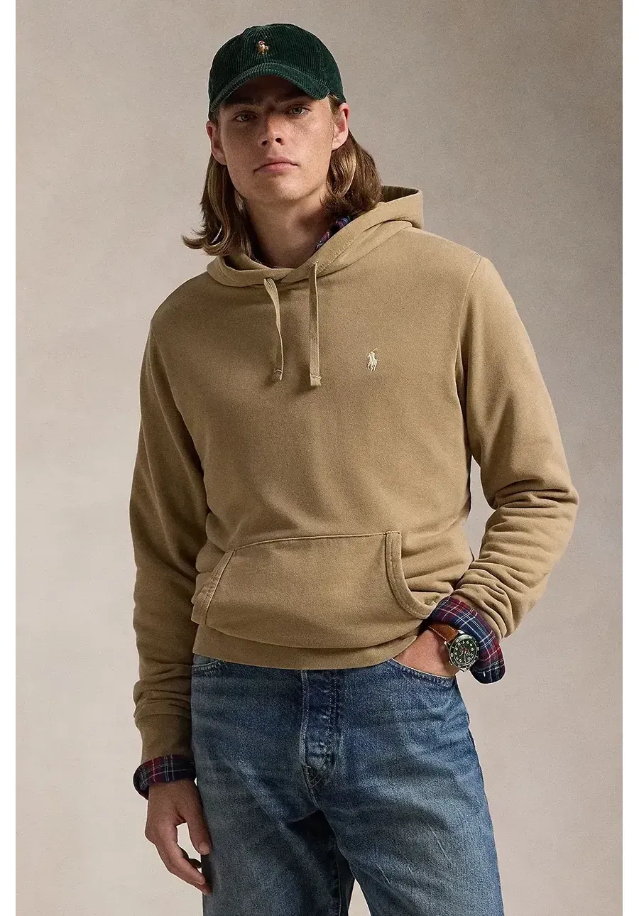 obrazek 1 Polo Ralph Lauren bluza bawełniana męska kolor beżowy z kapturem gładka 710916690