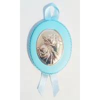 Picture A charming medallion playing an Angel with a lantern over a baby, 7x9