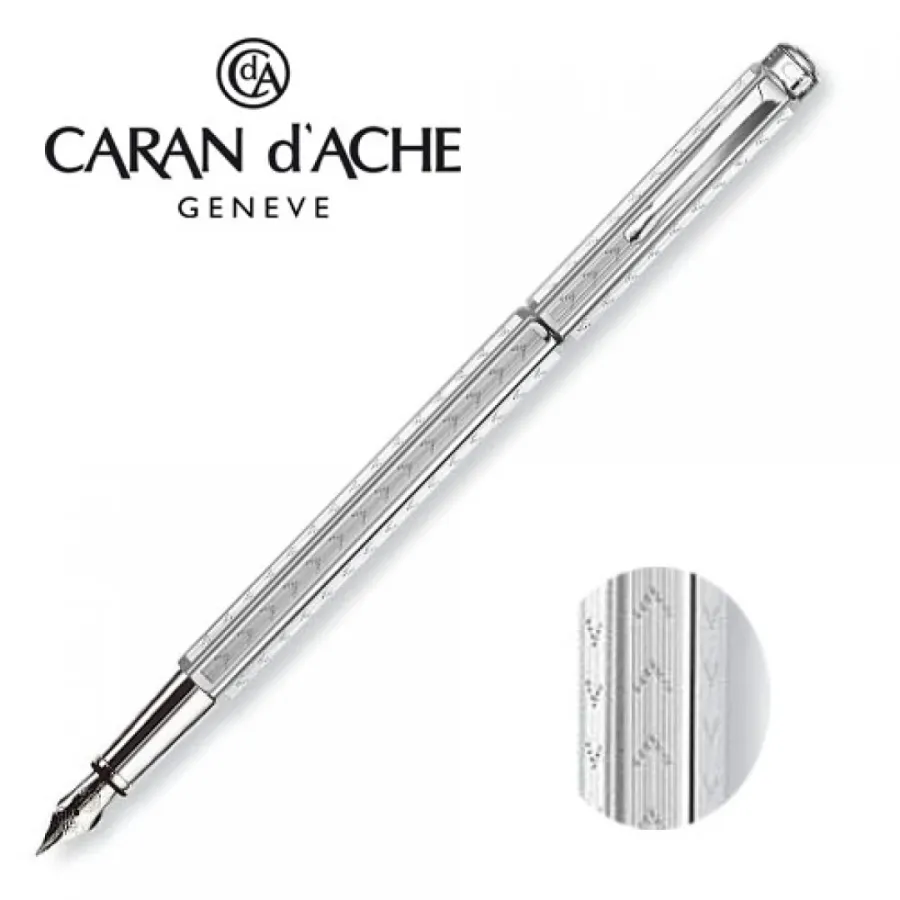 picture 1 Ecridor Fountain Pen - Chevron, Silver-plated and rhodium-coated