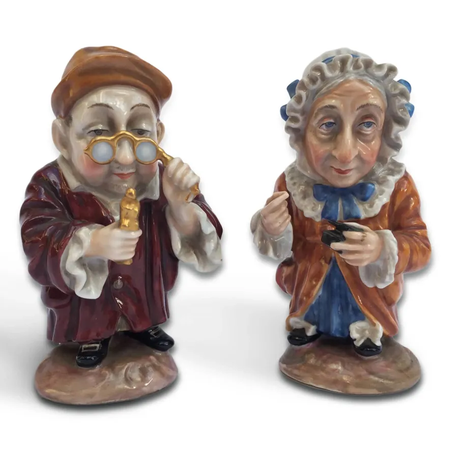 obrazek 1 Antyczne, porcelanowe dwie starsze postacie przedstawione w karykaturze