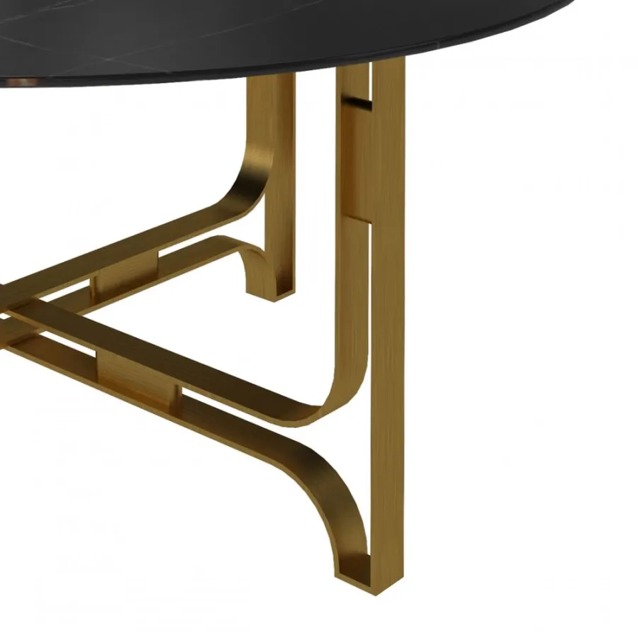 obrazek 3 Stolik kawowy z metalową podstawą i okrągłym blatem H.48xDia.110 cm