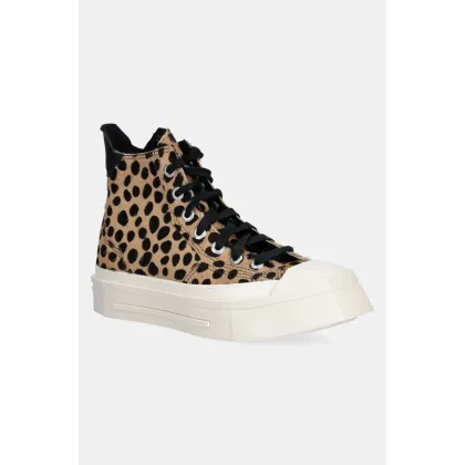 Zdjęcie Converse trampki skórzane Chuck 70 De Luxe Heel Squared kolor beżowy A12814C