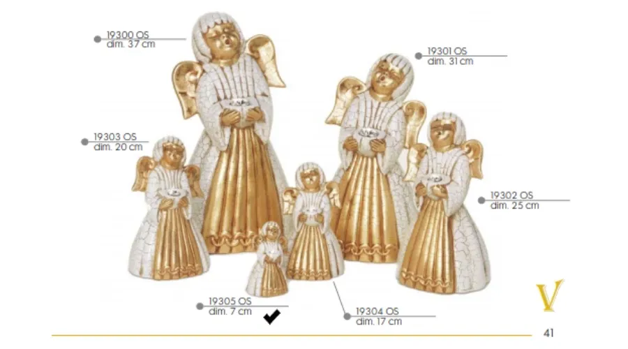 obrazek 1 Włoski, ceramiczny, śpiewający anioł z kryształem 7cm - Valle d'oro Patchi