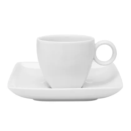 Picture White classic porcelain coffee cup and saucer from the Carré White series - 4 pieces - Vista Alegre