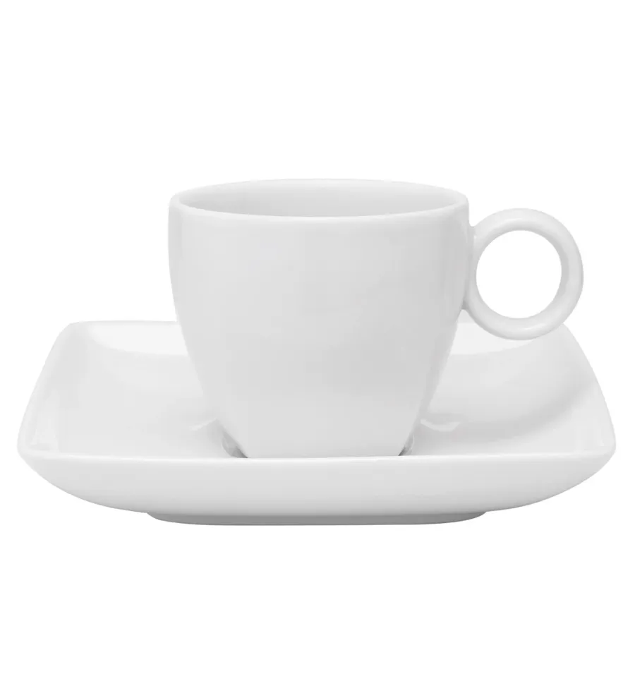 obrazek 1 Biała klasyczna porcelanowa filiżanka do kawy ze spodkiem z serii Carré White - Vista Alegre