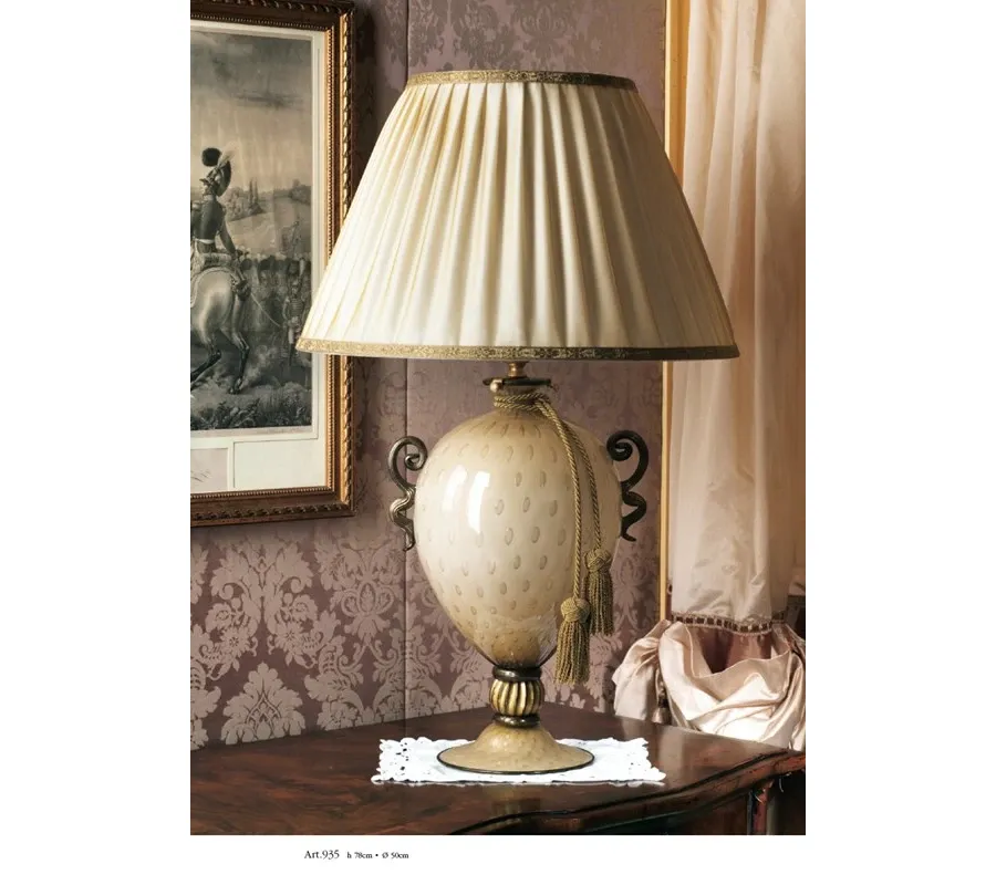 obrazek 1 Piękna stylowa lampa stołowa ze szkła Murano w komplecie z kloszem – Il Paralume Marina
