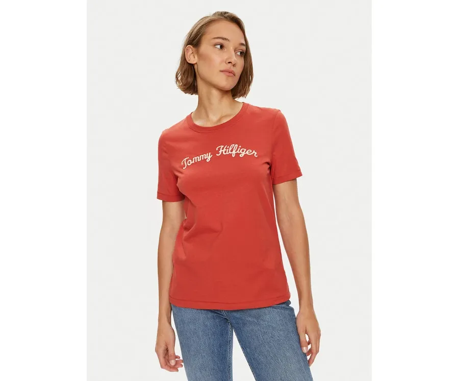 obrazek 1 Tommy Hilfiger T-Shirt Script WW0WW42589 Czerwony Regular Fit