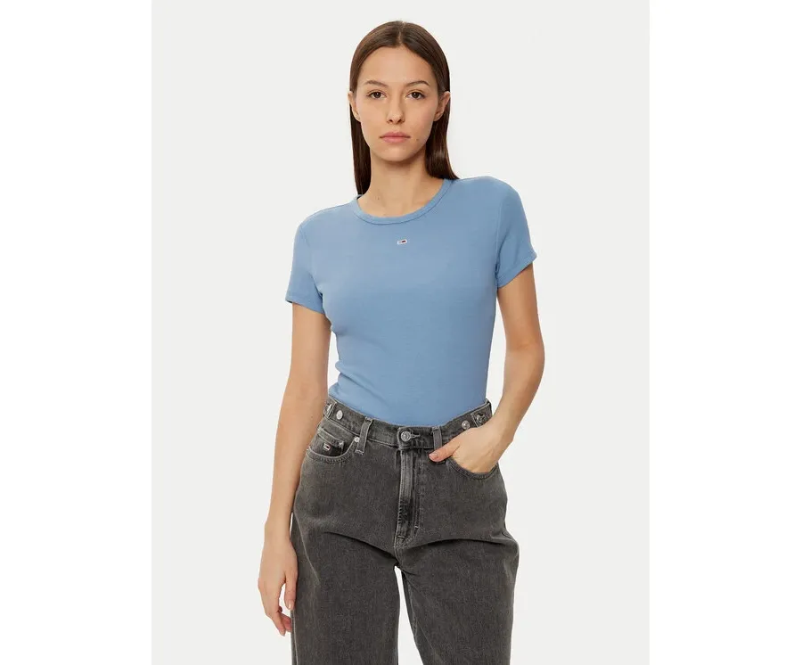 obrazek 1 Tommy Jeans T-Shirt Essential DW0DW17383 Niebieski Slim Fit