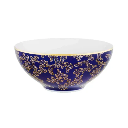 Zdjęcie Granatowa porcelanowa miska na płatki Caillouté z dekoracyjnym złotym motywem - Vista Alegre
