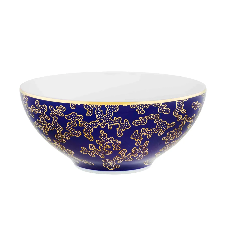 obrazek 1 Granatowa porcelanowa miska na płatki Caillouté z dekoracyjnym złotym motywem - Vista Alegre