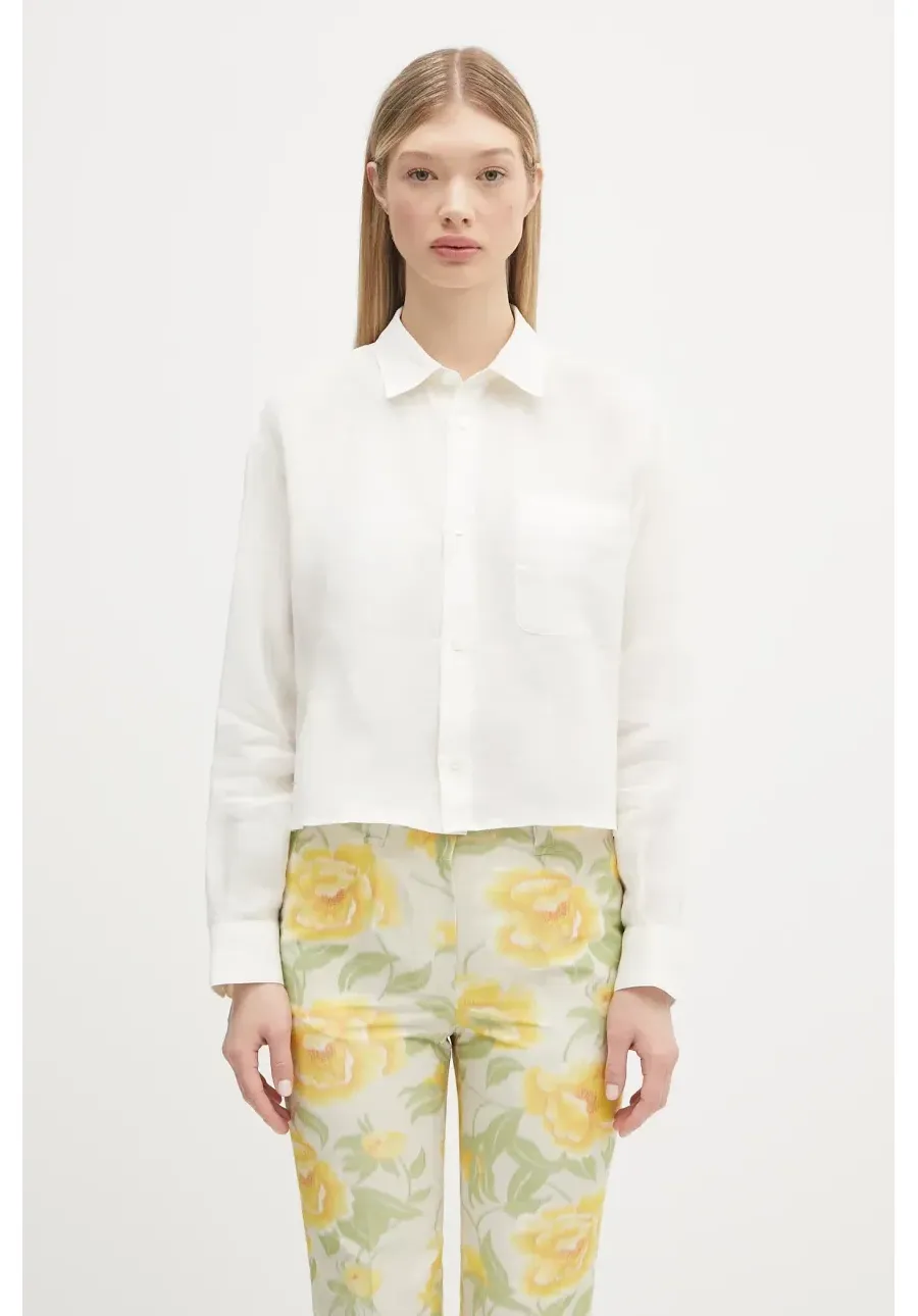 obrazek 1 A.P.C. koszula lniana Chemise Sophie Logo damska kolor biały relaxed z kołnierzykiem klasycznym LIAEK.F12627
