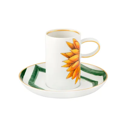 Picture Luxurious porcelain coffee cup and saucer Amazōnia with a motif inspired by Amazonian flora - 4 pieces - Vista Alegre