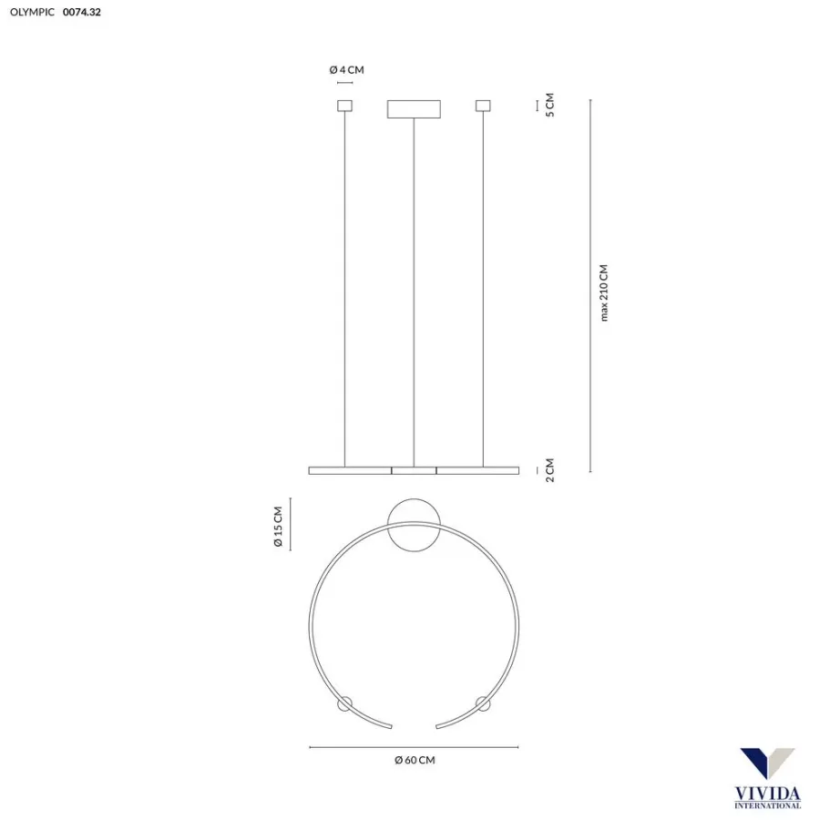 obrazek 2 Czarna lampa wisząca Olympic - LED, 30W 3000K-4000K CCT