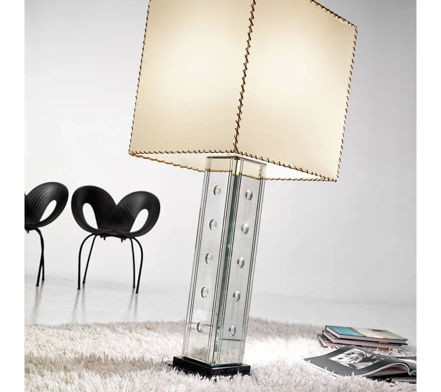 obrazek 1 Lampa biurkowa z kremowym abażurem LTD76/2 w stylu art déco