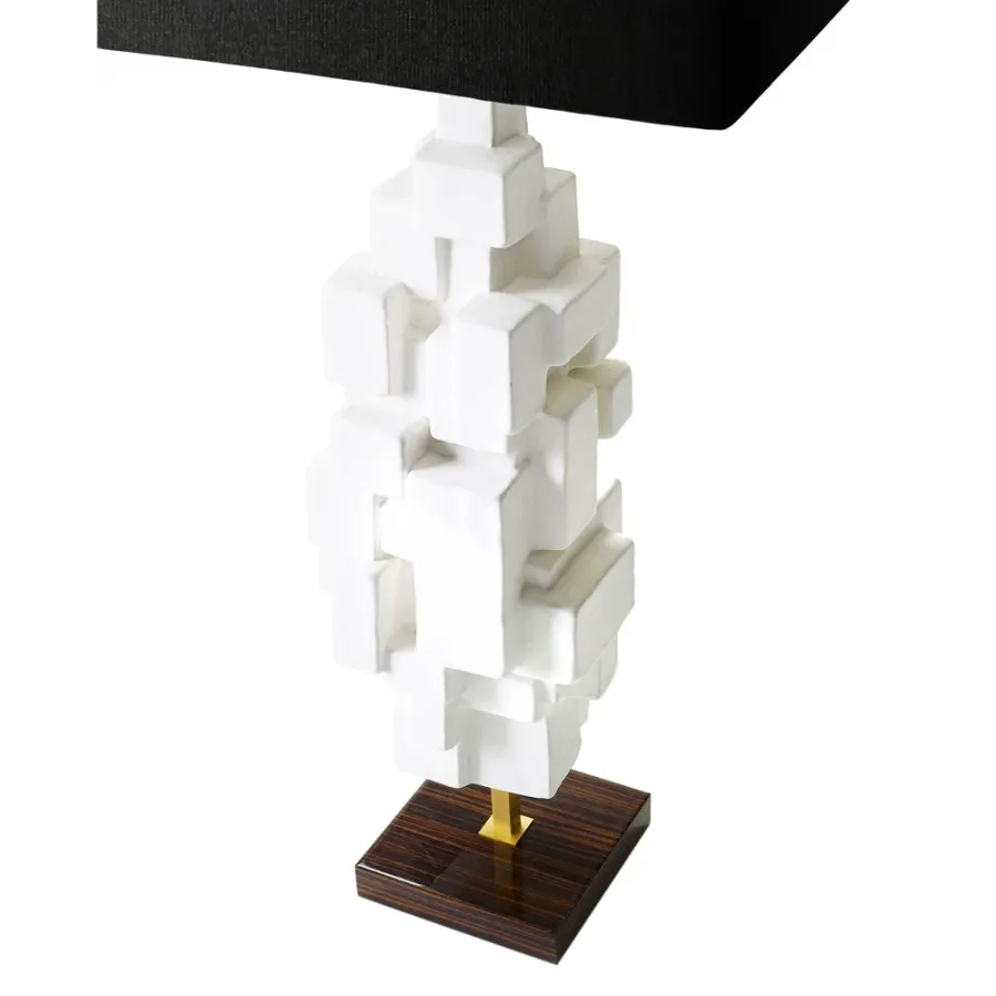 obrazek 3 Rzeźbiona ceramiczna lampa stołowa H.100xL.45xP.45 cm