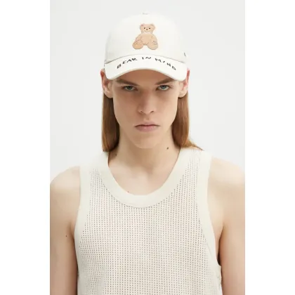 Zdjęcie Palm Angels czapka z daszkiem bawełniana Bear In Mind kolor beżowy z aplikacją PMLB108S25FAB0040360