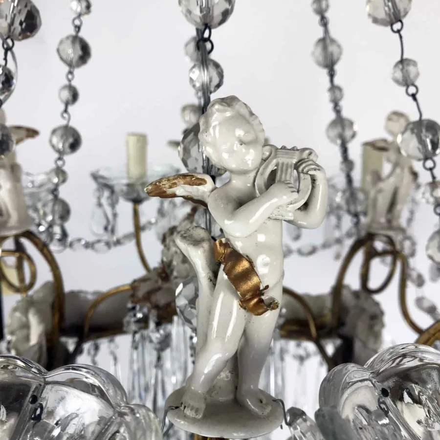 obrazek 10 Vintage kryształowo-porcelanowy żyrandol 12 świateł