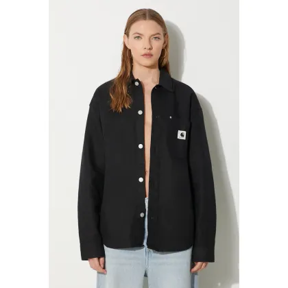 Zdjęcie Carhartt WIP koszula z domieszką lnu Ethel Shirt Jac kolor czarny regular z kołnierzykiem klasycznym I033569.8902