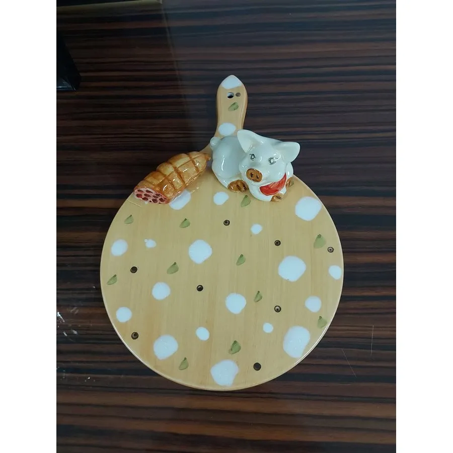 obrazek 6 Mały okrągły talerz zdobiony małym prosiątkiem - Le Ceramiche