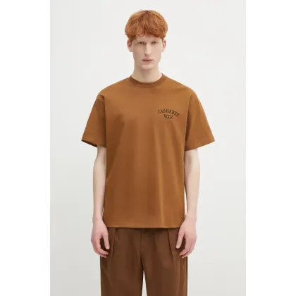 Zdjęcie Carhartt WIP t-shirt bawełniany S/S Cabinetry T-Shirt męski kolor brązowy z nadrukiem I034779.08WXX